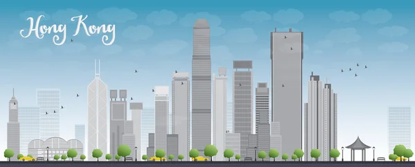 Hong Kong skyline blue sky és a taxi — Stock Vector
