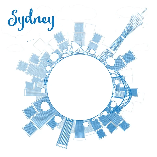 Overzicht Sydney City skyline met wolkenkrabbers en kopie ruimte — Stockvector