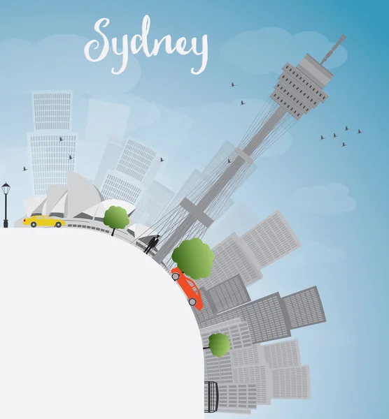 Сидней Сити с голубым небом, небоскребами и копировальным пространством — стоковый вектор