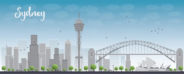 Sydney şehir manzarası ile mavi gökyüzü ve gökdelenler