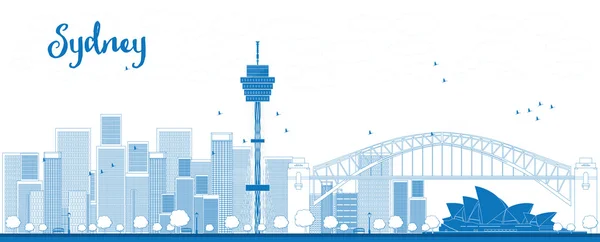 Outline Sydney City skyline with skyscrapers. — Stock Vector