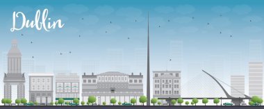 Gri binalar ve mavi gökyüzü, İrlanda Dublin manzarası
