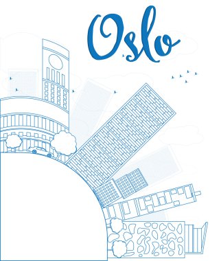 Oslo manzarası ile mavi bina ve kopya alanı anahat