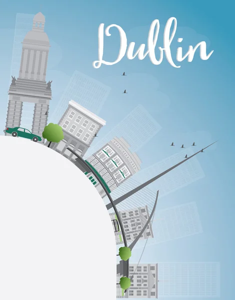 Dublin Skyline con edificios grises, Blue Sky y espacio para copiar, Ire — Archivo Imágenes Vectoriales