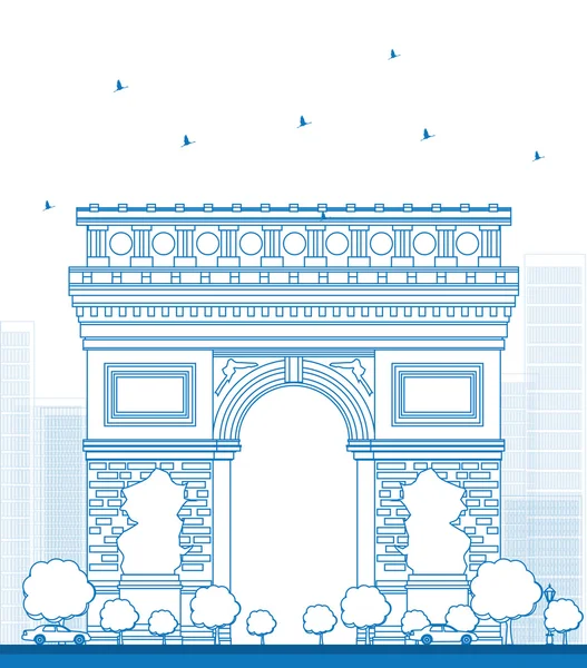 Tracer l'arc de triomphe. France Paris . — Image vectorielle