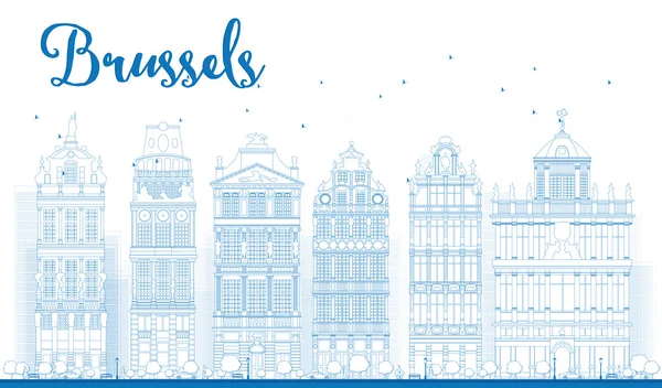 Outline skyline di Bruxelles con edifici ornati di Grand Place — Vettoriale Stock