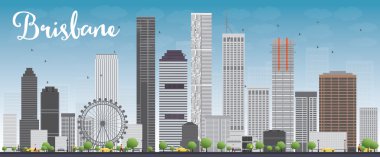 Brisbane manzarası gri bina ve mavi gökyüzü ile