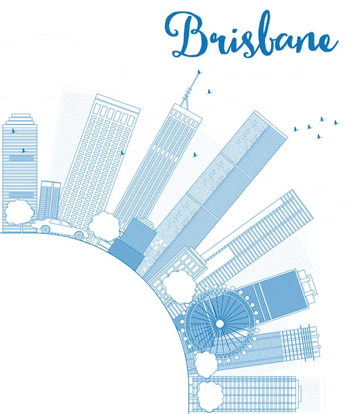 Outline Brisbane skyline with blue building and copy space — Stockvector
