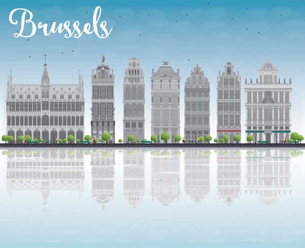 Skyline Bruxelas com Ornate edifícios de Grand Place — Vetor de Stock
