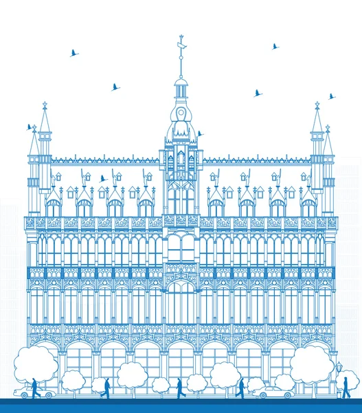 Esboza la Casa del Rey. Bruselas, Bélgica . — Vector de stock