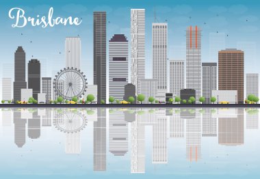 Brisbane manzarası gri bina ve mavi gökyüzü ile