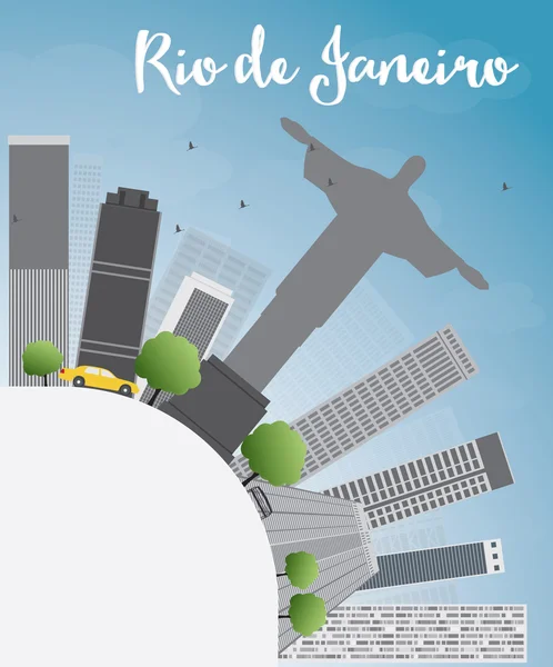 Skyline de Río de Janeiro con edificios grises, cielo azul y copia sp — Vector de stock