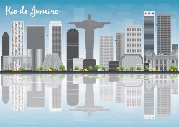 Skyline de Río de Janeiro con edificios grises y cielo azul — Vector de stock