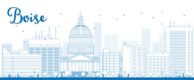Outline Boise Skyline with Blue Building