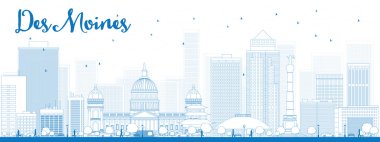 Mavi Binalar ile Anahat Des Moines Skyline