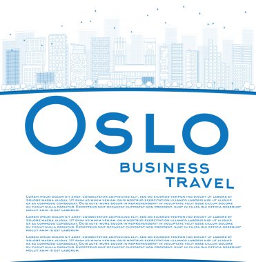 Oslo manzarası ile mavi binalar ve kopya alanı anahat
