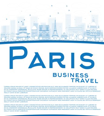 Anahat Paris manzarası ile mavi simge ve kopya alanı