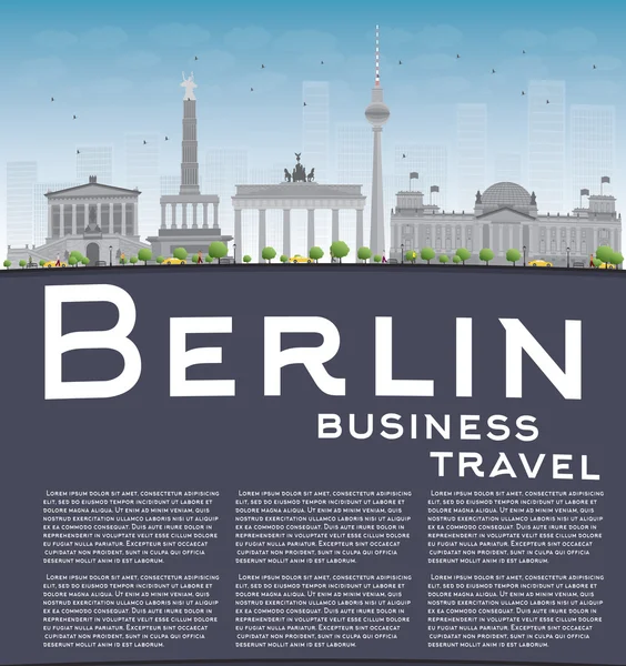 Horizonte de Berlim com edifício cinza, céu azul e espaço de cópia — Vetor de Stock