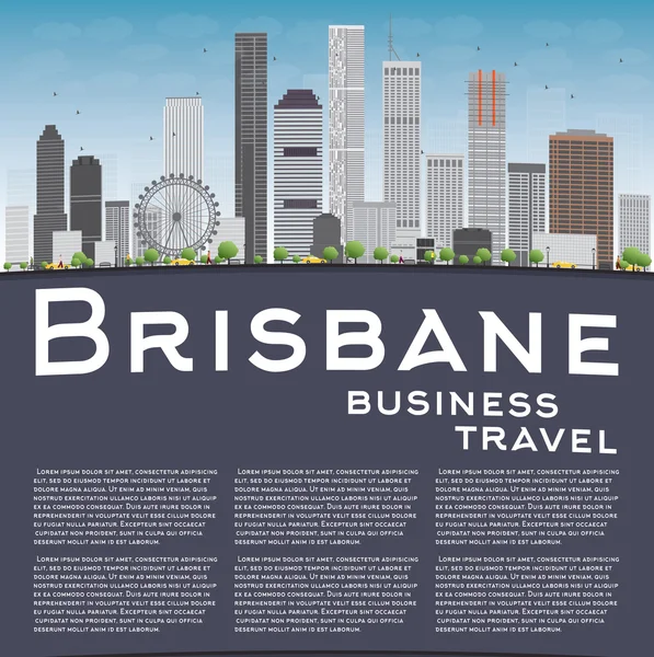 Brisbane skyline with grey building, blue sky and copy space — Stockvector