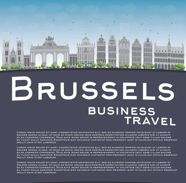 Skyline de Bruselas con edificio gris, cielo azul y espacio para copiar — Vector de stock