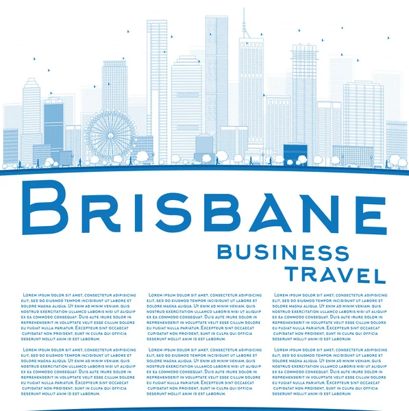 Plan Brisbane skyline avec bâtiment bleu et espace de copie — Image vectorielle