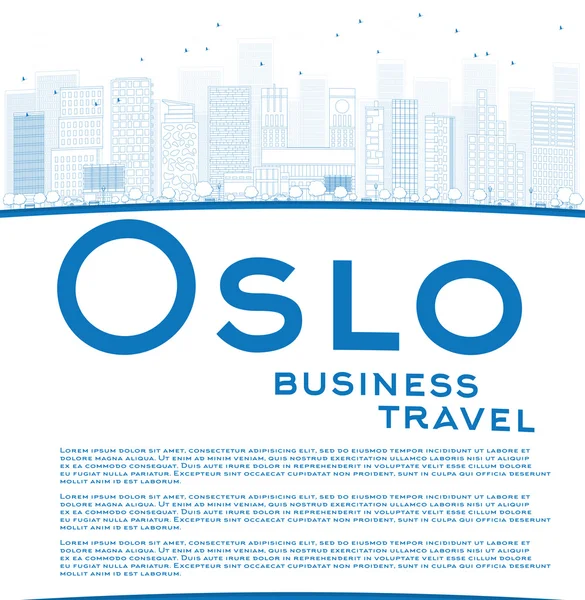 Beskriva Oslo Skyline med blå byggnader och kopia utrymme — Stock vektor