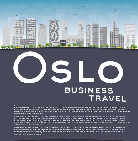 Oslo Skyline con Grey Building Blue Sky e spazio copia — Vettoriale Stock