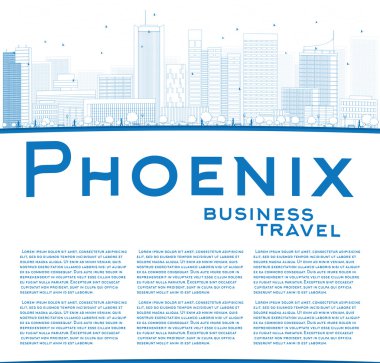 Phoenix manzarası ile mavi binalar ve kopya alanı anahat