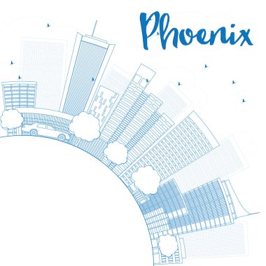 Phoenix manzarası ile mavi binalar ve kopya alanı anahat.