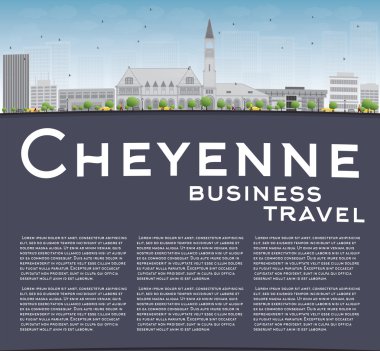 Cheyenne (Wyoming) manzarası gri binalar ve mavi gökyüzü ile