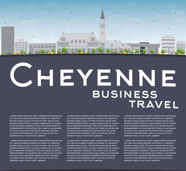 Cheyenne (Wyoming) Skyline épületek szürke és a kék ég — Stock Vector