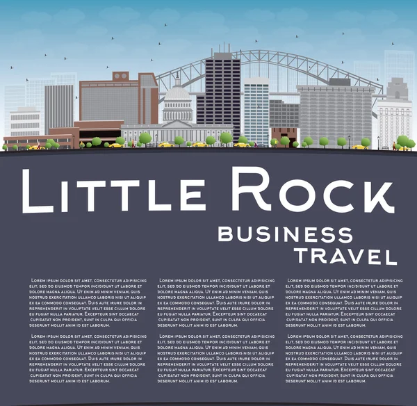 Little Rock Skyline con Grey Building e Blue Sky — Vettoriale Stock