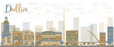 Soyut Dublin manzarası renkli binaları, İrlanda ile