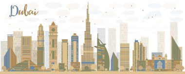 Soyut Dubai şehir manzarası withcolor gökdelenler