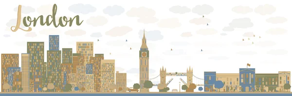 Ciudad de Londres skyline con edificios azules y marrones — Archivo Imágenes Vectoriales