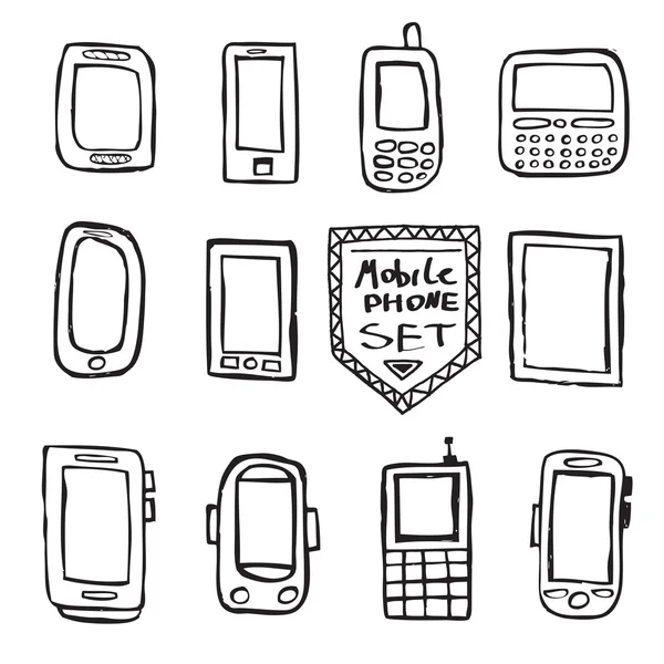 Hand drawn set of mobile gadgets — Stock Vector