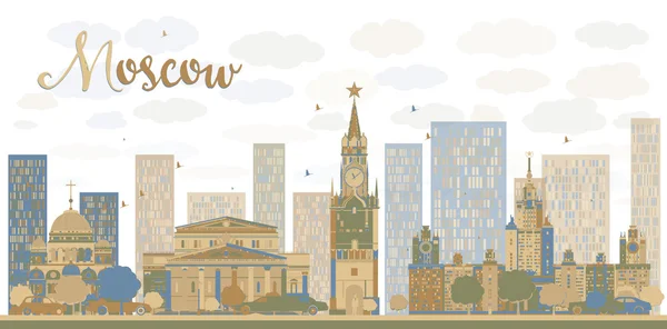 Ciudad de Moscú Skyline en color azul y marrón — Vector de stock