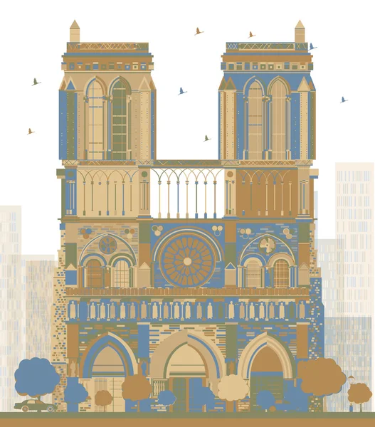 Catedral de Notre Dame - Paris —  Vetores de Stock