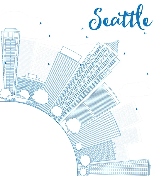 Plan de Seattle City Skyline avec bâtiments bleus et espace de copie — Image vectorielle