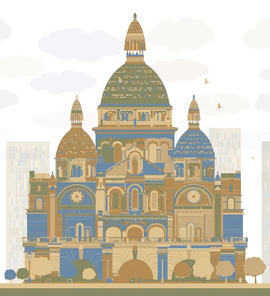 Basilica of the Sacred Heart, Paris, France — Stock Vector