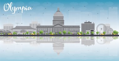 Olympia (Washington) manzarası ile gri binalar ve yansımalar