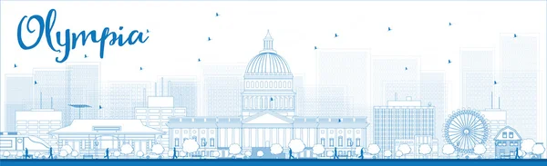 Περίγραμμα ορίζοντα Ολυμπία (Ουάσιγκτον) με μπλε κτιρίων — Διανυσματικό Αρχείο