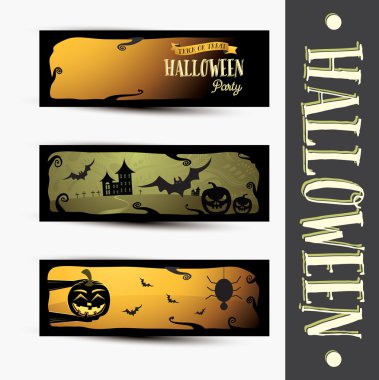 Cadılar Bayramı partisi vektör çizim kabak, örümcek ve yarasa