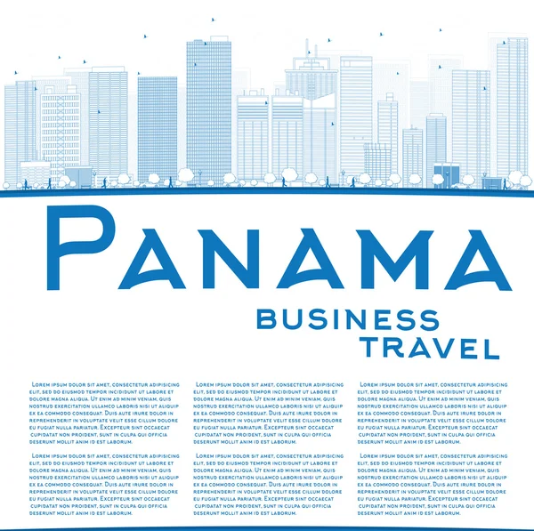 Beskriva Panama City skyline med blå skyskrapor och kopiera utrymme — Stock vektor