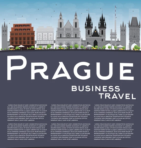 Prag skyline med grå landmärken — Stock vektor
