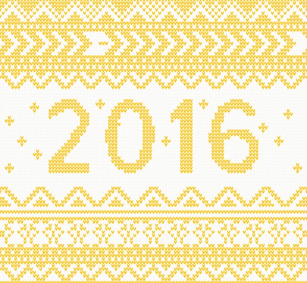 Natal tricotado amarelo ano novo 2016 cartão —  Vetores de Stock