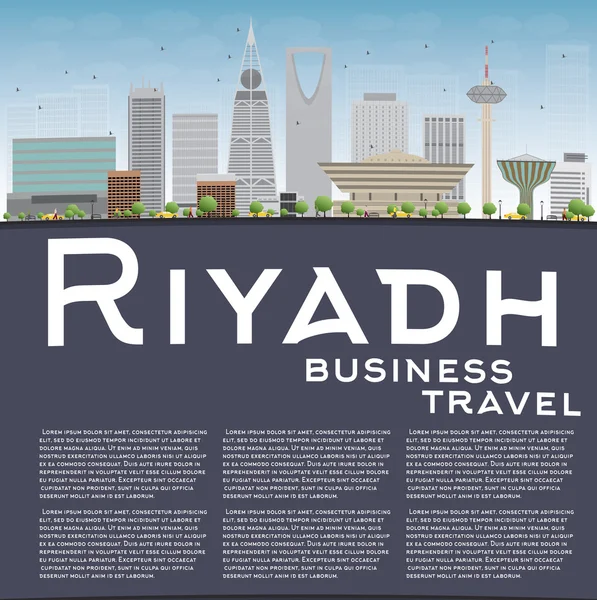 Skyline de Riad con edificios grises y cielo azul — Vector de stock