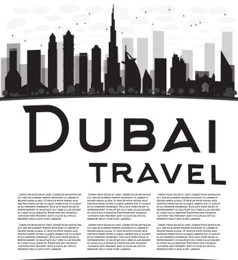 Dubai şehir manzarası siyah beyaz siluet