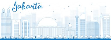 Mavi simgeleri ile Anahat Jakarta silueti