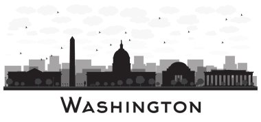 Washington Dc şehir manzarası siyah beyaz siluet